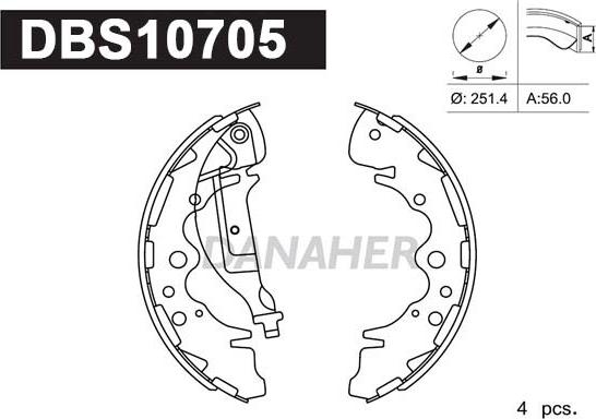 Danaher DBS10705 - Комплект тормозных колодок, барабанные autospares.lv