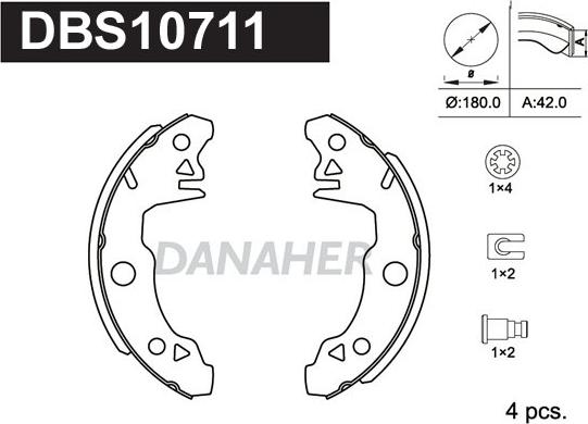 Danaher DBS10711 - Комплект тормозных колодок, барабанные autospares.lv