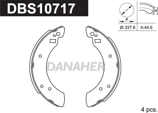 Danaher DBS10717 - Комплект тормозных колодок, барабанные autospares.lv