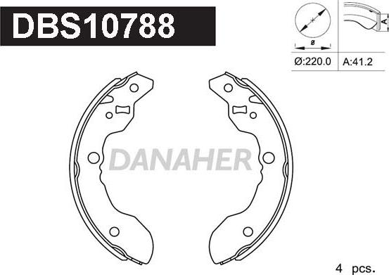 Danaher DBS10788 - Комплект тормозных колодок, барабанные autospares.lv