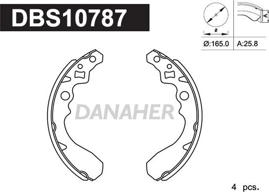 Danaher DBS10787 - Комплект тормозных колодок, барабанные autospares.lv