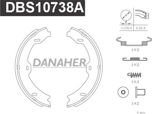 Danaher DBS10738A - Комплект тормозов, ручник, парковка autospares.lv