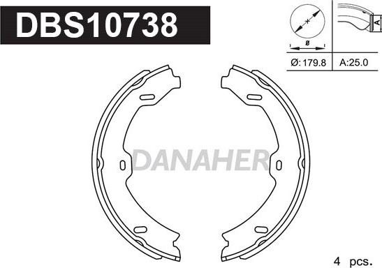 Danaher DBS10738 - Комплект тормозов, ручник, парковка autospares.lv