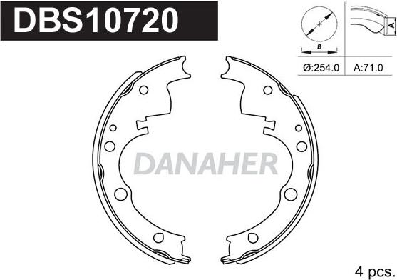 Danaher DBS10720 - Комплект тормозных колодок, барабанные autospares.lv
