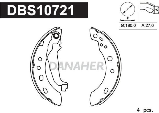 Danaher DBS10721 - Комплект тормозных колодок, барабанные autospares.lv