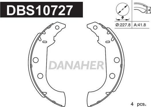 Danaher DBS10727 - Комплект тормозных колодок, барабанные autospares.lv