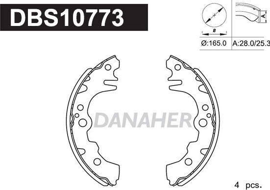 Danaher DBS10773 - Комплект тормозных колодок, барабанные autospares.lv