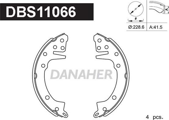 Danaher DBS11066 - Комплект тормозных колодок, барабанные autospares.lv