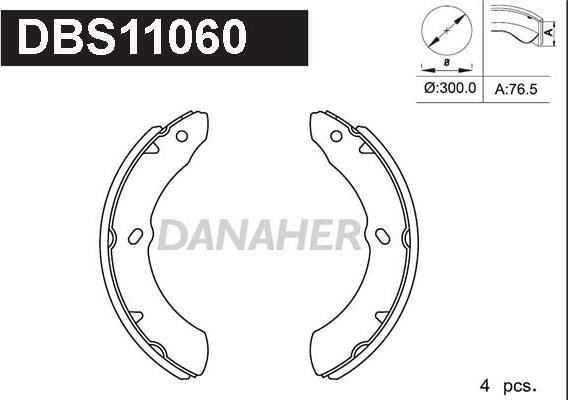 Danaher DBS11060 - Комплект тормозных колодок, барабанные autospares.lv