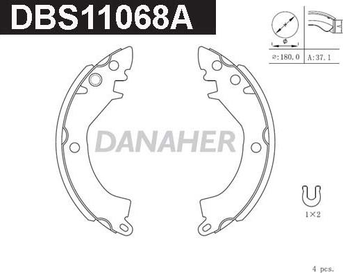 Danaher DBS11068A - Комплект тормозных колодок, барабанные autospares.lv