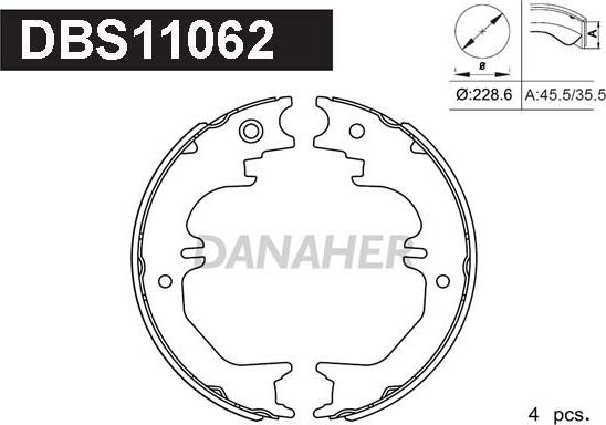 Danaher DBS11062 - Комплект тормозов, ручник, парковка autospares.lv