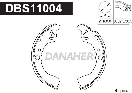 Danaher DBS11004 - Комплект тормозных колодок, барабанные autospares.lv