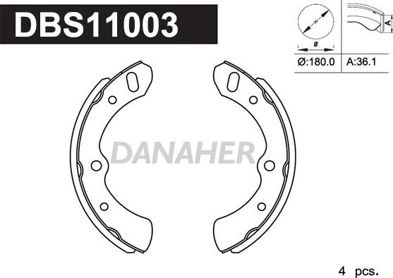 Danaher DBS11003 - Комплект тормозных колодок, барабанные autospares.lv