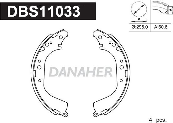 Danaher DBS11033 - Комплект тормозных колодок, барабанные autospares.lv