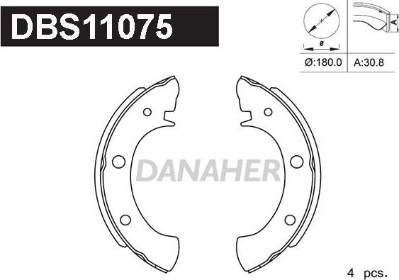 Danaher DBS11075 - Комплект тормозных колодок, барабанные autospares.lv