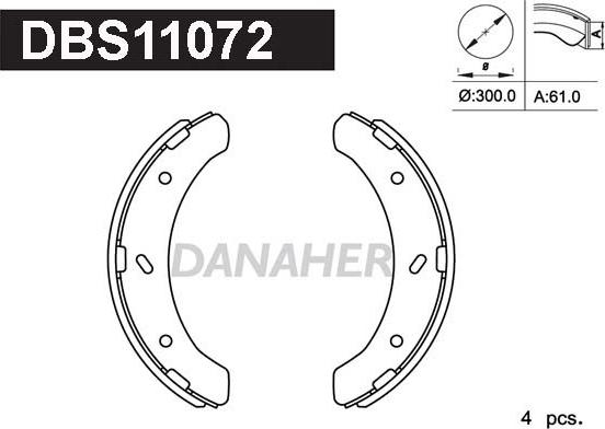 Danaher DBS11072 - Комплект тормозных колодок, барабанные autospares.lv