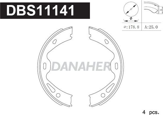 Danaher DBS11141 - Комплект тормозов, ручник, парковка autospares.lv