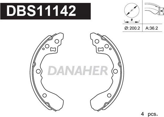 Danaher DBS11142 - Комплект тормозных колодок, барабанные autospares.lv