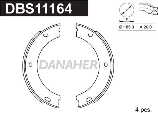 Danaher DBS11164 - Комплект тормозов, ручник, парковка autospares.lv