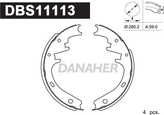 Danaher DBS11113 - Комплект тормозных колодок, барабанные autospares.lv