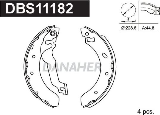Danaher DBS11182 - Комплект тормозных колодок, барабанные autospares.lv