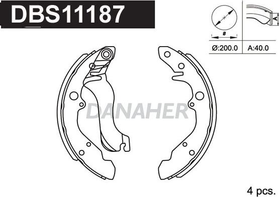 Danaher DBS11187 - Комплект тормозных колодок, барабанные autospares.lv