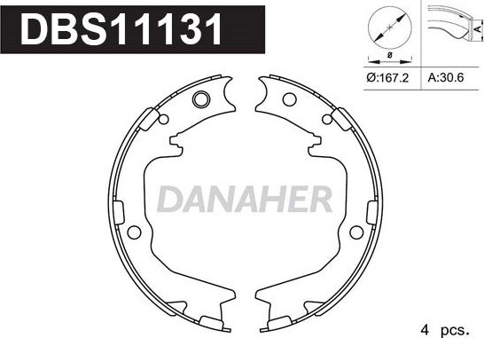 Danaher DBS11131 - Комплект тормозов, ручник, парковка autospares.lv