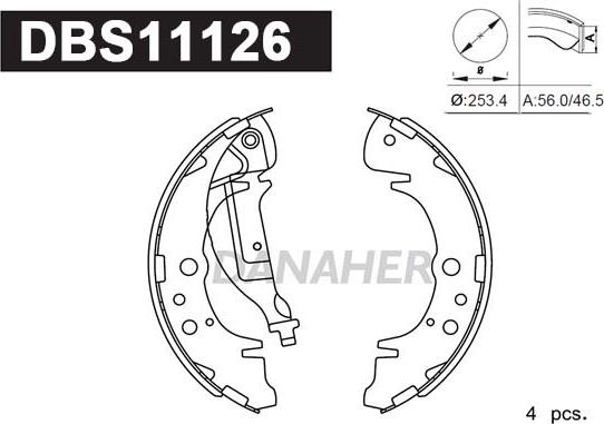 Danaher DBS11126 - Комплект тормозных колодок, барабанные autospares.lv