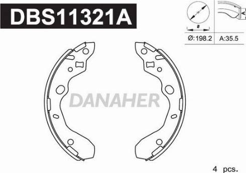 Danaher DBS11321A - Комплект тормозных колодок, барабанные autospares.lv