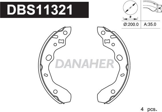 Danaher DBS11321 - Комплект тормозных колодок, барабанные autospares.lv