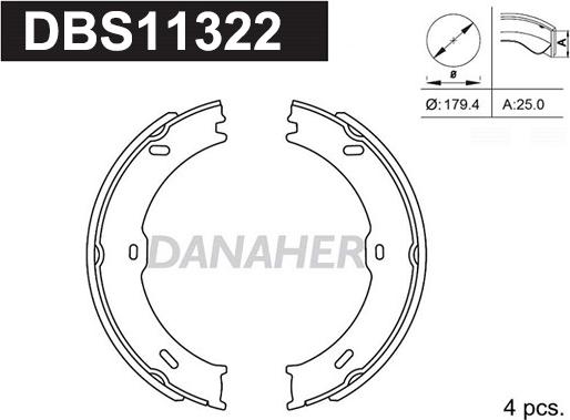 Danaher DBS11322 - Комплект тормозов, ручник, парковка autospares.lv