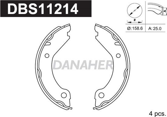 Danaher DBS11214 - Комплект тормозов, ручник, парковка autospares.lv