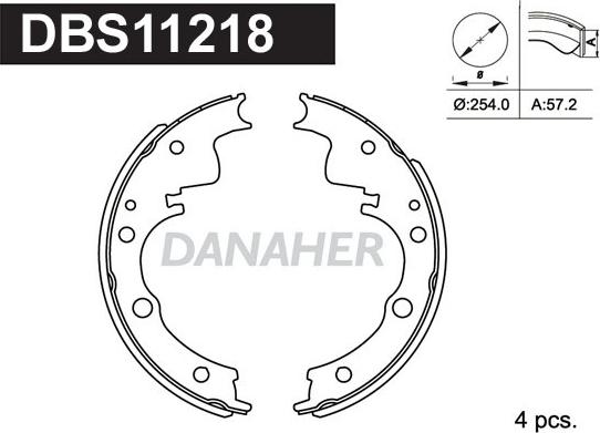Danaher DBS11218 - Комплект тормозных колодок, барабанные autospares.lv