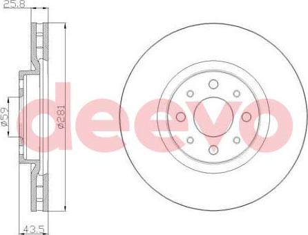 DEEVO BD15100 - Тормозной диск autospares.lv