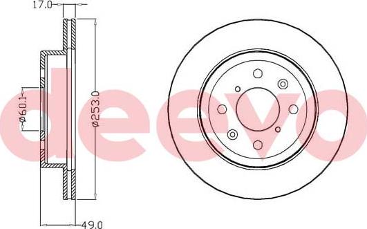 DEEVO BD16360 - Тормозной диск autospares.lv