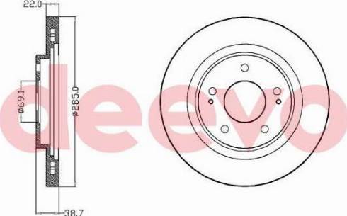 DEEVO BD12740 - Тормозной диск autospares.lv