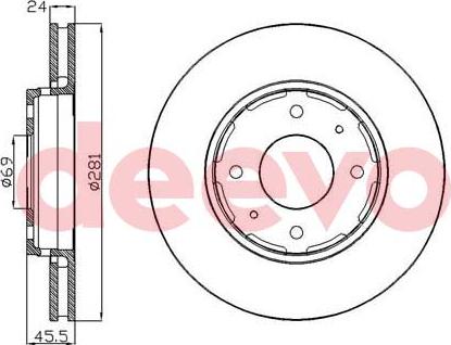 DEEVO BD34480 - Тормозной диск autospares.lv