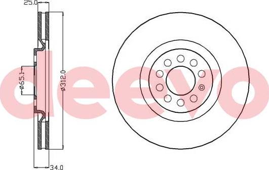 DEEVO BD34500 - Тормозной диск autospares.lv