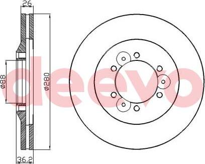 DEEVO BD29980 - Тормозной диск autospares.lv