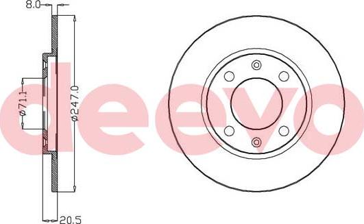 DEEVO BD25540 - Тормозной диск autospares.lv