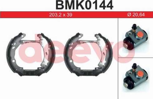 DEEVO BMK0144 - Комплект тормозных колодок, барабанные autospares.lv