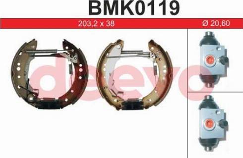 DEEVO BMK0119 - Комплект тормозных колодок, барабанные autospares.lv