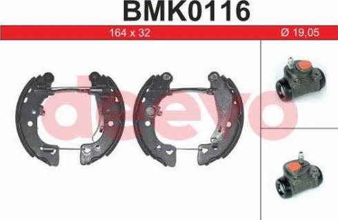 DEEVO BMK0116 - Комплект тормозных колодок, барабанные autospares.lv