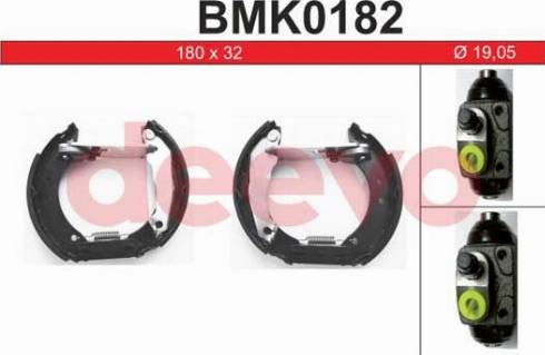 DEEVO BMK0182 - Комплект тормозных колодок, барабанные autospares.lv