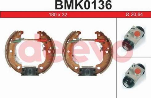 DEEVO BMK0136 - Комплект тормозных колодок, барабанные autospares.lv