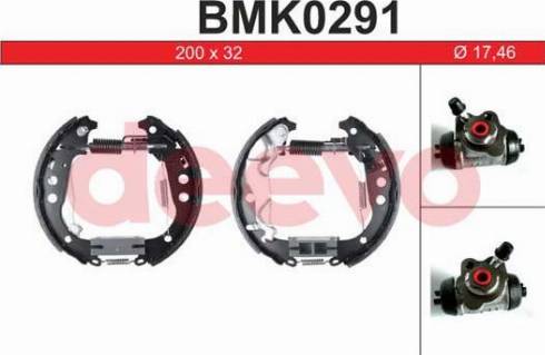 DEEVO BMK0291 - Комплект тормозных колодок, барабанные autospares.lv