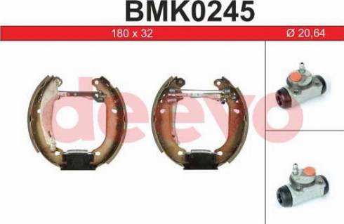 DEEVO BMK0245 - Комплект тормозных колодок, барабанные autospares.lv