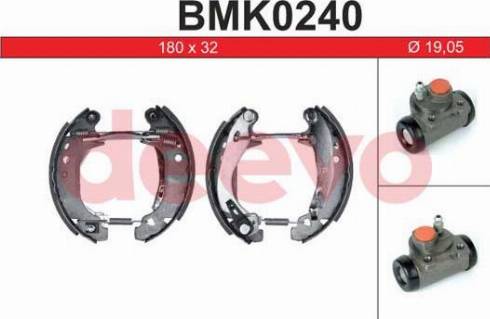 DEEVO BMK0240 - Комплект тормозных колодок, барабанные autospares.lv