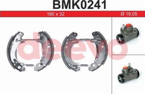 DEEVO BMK0241 - Комплект тормозных колодок, барабанные autospares.lv