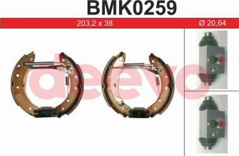 DEEVO BMK0259 - Комплект тормозных колодок, барабанные autospares.lv